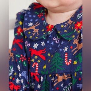 HANNA ANDERSSON Christmas Print Flannel Bubble Romper